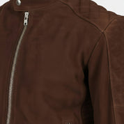 close-up-leather - Men's Brown Suede Slim Fit Biker Jacket