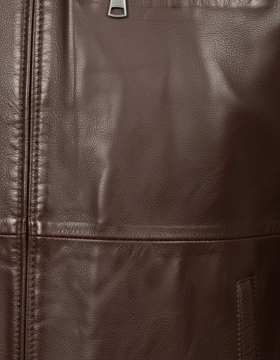 close-up-leather - Men's Cafe Racer Leather Jacket, Biker Leather Jacket, Motorcycle Leather Jacket, Leather Moto Jacket