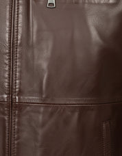 close-up-leather - Men's Cafe Racer Leather Jacket, Biker Leather Jacket, Motorcycle Leather Jacket, Leather Moto Jacket