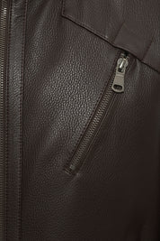 close-up-leather - Men's Cafe Racer Leather Jacket, Leather Biker Jacket, Smooth Leather Moto Jacket