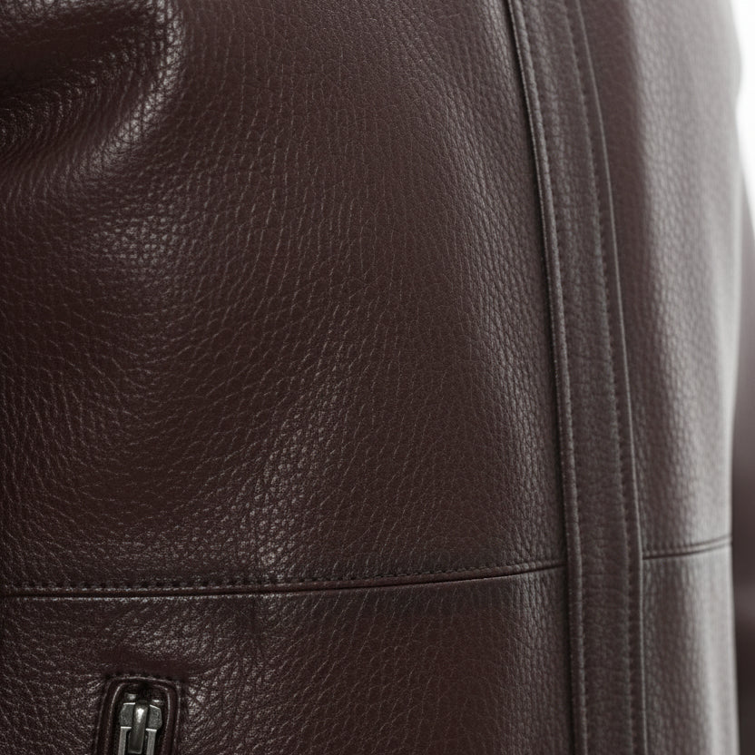 close-up-leather - Men's Cafe Racer Leather Jacket, Leather Biker Jacket, Men's Motorcycle Jacket, Men's Moto Jacket