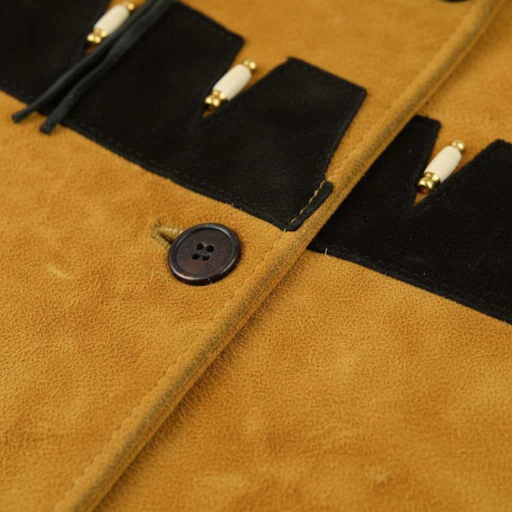 close-up-leather - Men's Cowboy Suede Leather Jacket with Fringes and Beadwork