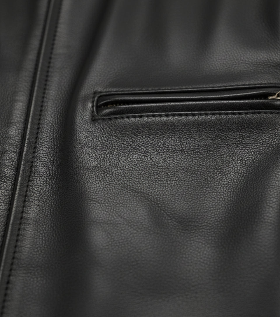 close-up-leather - Men's Easy Rider Leather Motorcycle Jacket