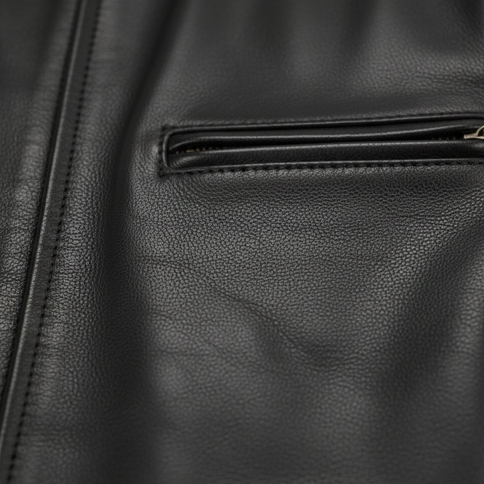 close-up-leather - Men's Easy Rider Leather Motorcycle Jacket