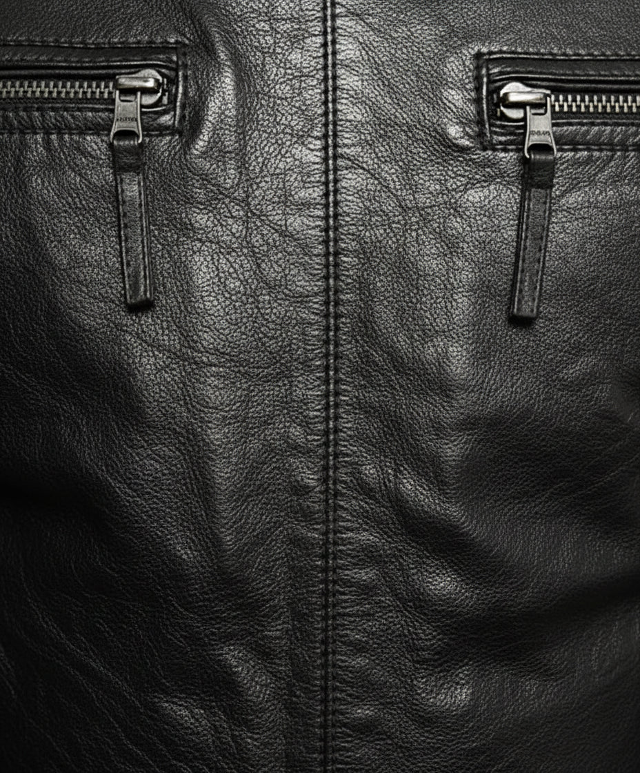 close-up-leather - Mens Fashion Black Leather Jacket, Men Biker Leather Jacket, Jacket For