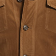 close-up-leather - Men's Field Jacket, Suede Safari Jacket, Brown Suede Jacket, Outdoor Leather Jacket