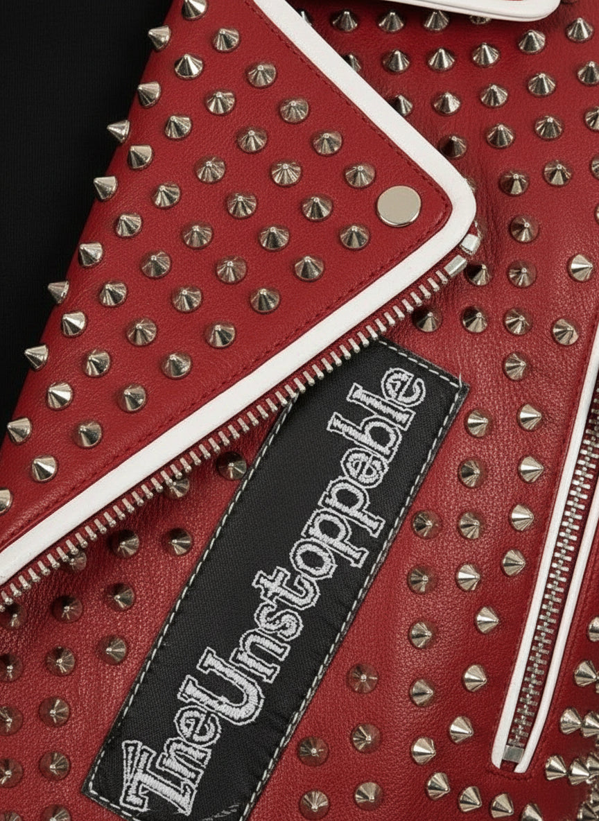 close-up-leather - Men's Multicolor Diamond Studded Brando Retro Motorcycle Rock Punk jacket