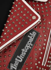 close-up-leather - Men's Multicolor Diamond Studded Brando Retro Motorcycle Rock Punk jacket