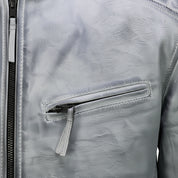 close-up-leather - Mens Real Leather Antique Wash Retro Vintage Style Biker Jacket Slim fit