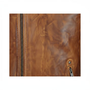 close-up-leather - Men's Slim Fit Antique Washed Brown Leather Biker Jacket, Men's Retro Zip Leather Jacket in Brown