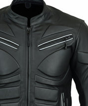 close-up-leather - Men's Slim Fit Black Leather Biker Jacket