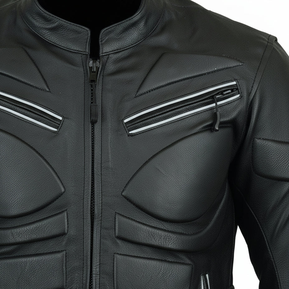 close-up-leather - Men's Slim Fit Black Leather Biker Jacket