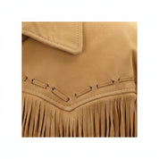 close-up-leather - Men's Suede Leather Fringes Jacket Cowboy, Suede Leather Cowboy Jacket for Men