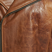 close-up-leather - Men's Tan brown Leather Brando Jacket, Genuine Brown leather Biker Jacket