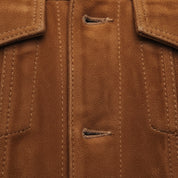 close-up-leather - Men's Trucker Suede Jacket, Brown Suede Jacket, Casual Men's Jacket, Button Front Suede Jacket