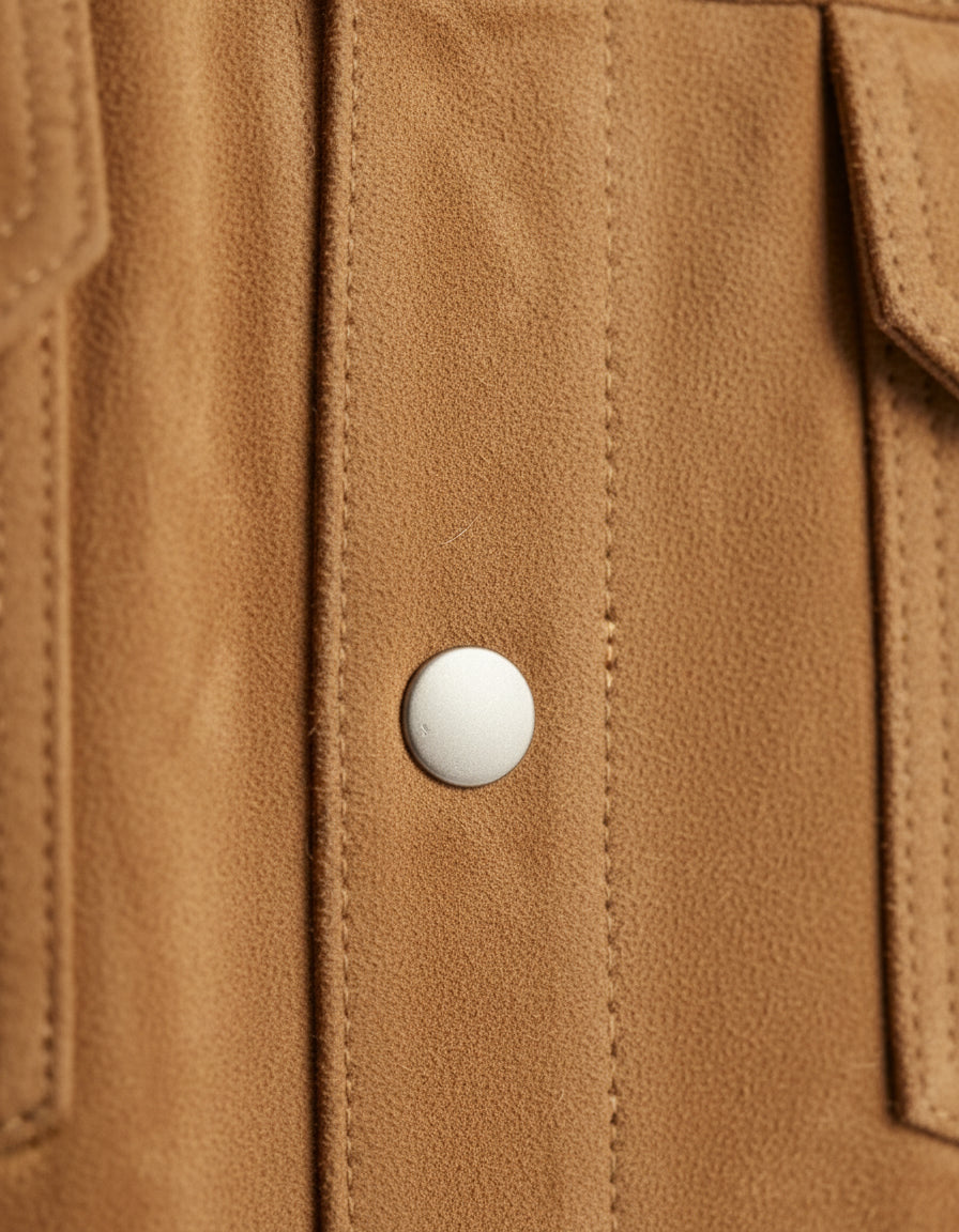 close-up-leather - Men's Trucker Suede Jacket, Suede Truck Jacket, Men's Casual Suede Jacket