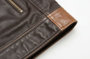 close-up-leather - Men’s X-Men Inspired Brown Leather Jacket, Stylish Motorcycle Jacket