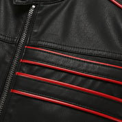 close-up-leather - New Black biker leather jacket, Men black motorcycle jacket, men jackets