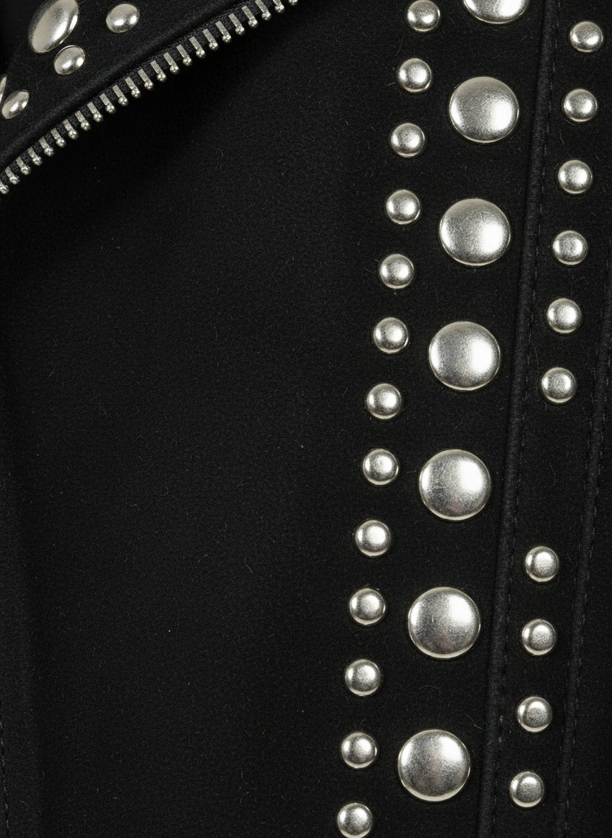 close-up-leather - Punk Men Black Studded Jacket, Suede Studded Jacket, Jackets