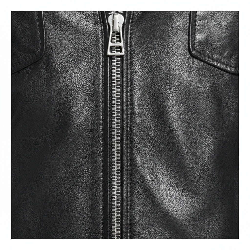 close-up-leather - Punk Men Hooded Leather Jacket Black Biker Leather Jacket Fashion Jacket