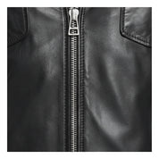 close-up-leather - Punk Men Hooded Leather Jacket Black Biker Leather Jacket Fashion Jacket