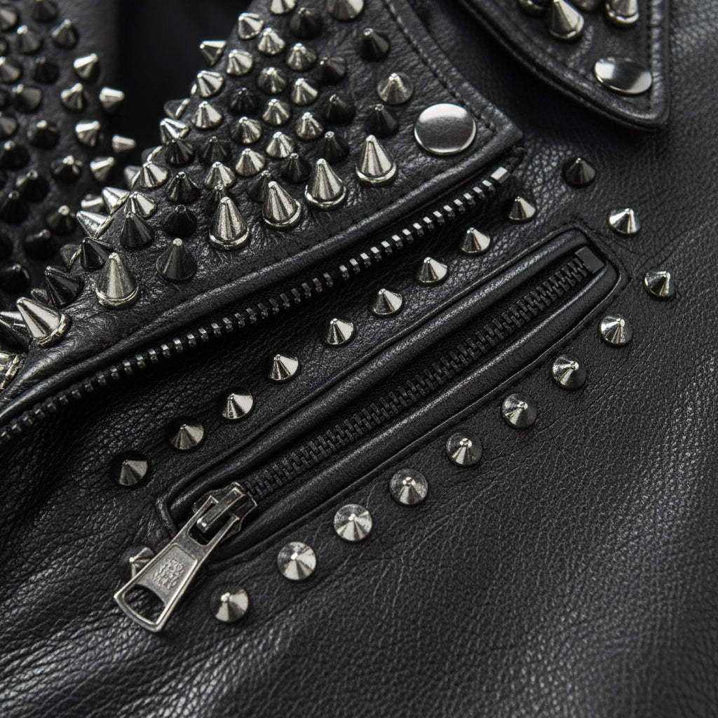 close-up-leather - Punk Men Make to Order Rock Studded Jacket, Moto Biker Jacket