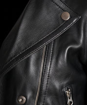 close-up-leather - Punk Men Silver Studded Long Spiked Jacket Leather Black Rock Style Jacket