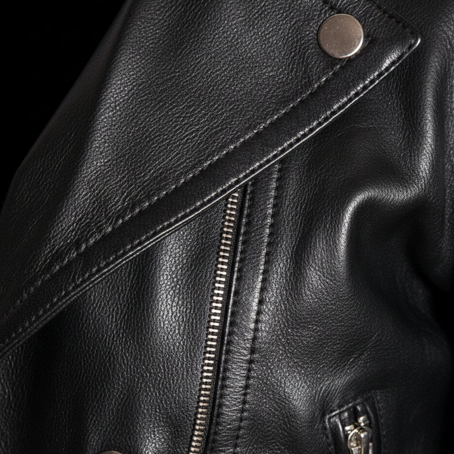 close-up-leather - Punk Men Silver Studded Long Spiked Jacket Leather Black Rock Style Jacket