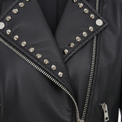 close-up-leather - Punk New Women Style Short Studded Leather Jacket, Fashion Jacket for Women