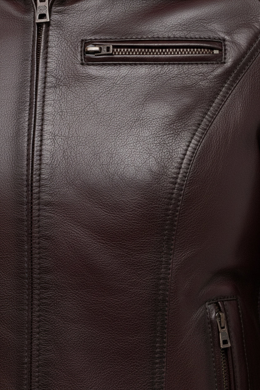 close-up-leather - Women antique Brown leather Jacket, Women multi Pocket biker jacket Jacket