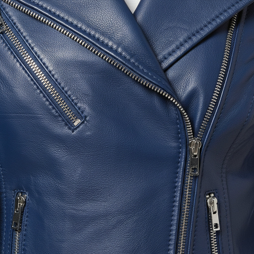 close-up-leather - Women blue biker leather jacket, Women leather jacket, Motorcycle jacket
