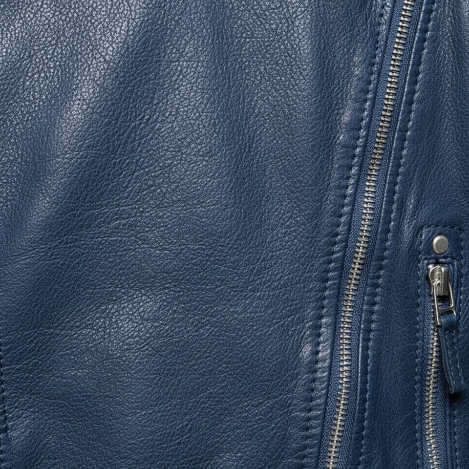 close-up-leather - Women Blue Leather Slimfit Biker Fashion Jacket, Party Jacket for Women