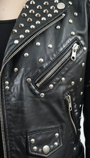 close-up-leather - Women's Biker Leather Jacket, Custom Moto Jacket, Handmade Leather Jacket, Punk Style Biker Jacket