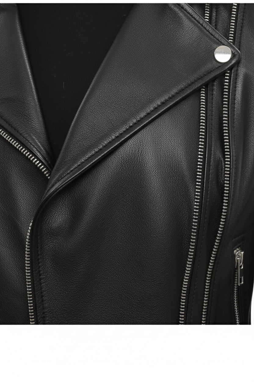 close-up-leather - Women's Biker Leather Jacket, Women's Moto Jacket, Leather Motorcycle Jacket, Women's Leather Moto Jacket