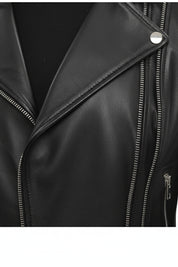 close-up-leather - Women's Biker Leather Jacket, Women's Moto Jacket, Leather Motorcycle Jacket, Women's Leather Moto Jacket
