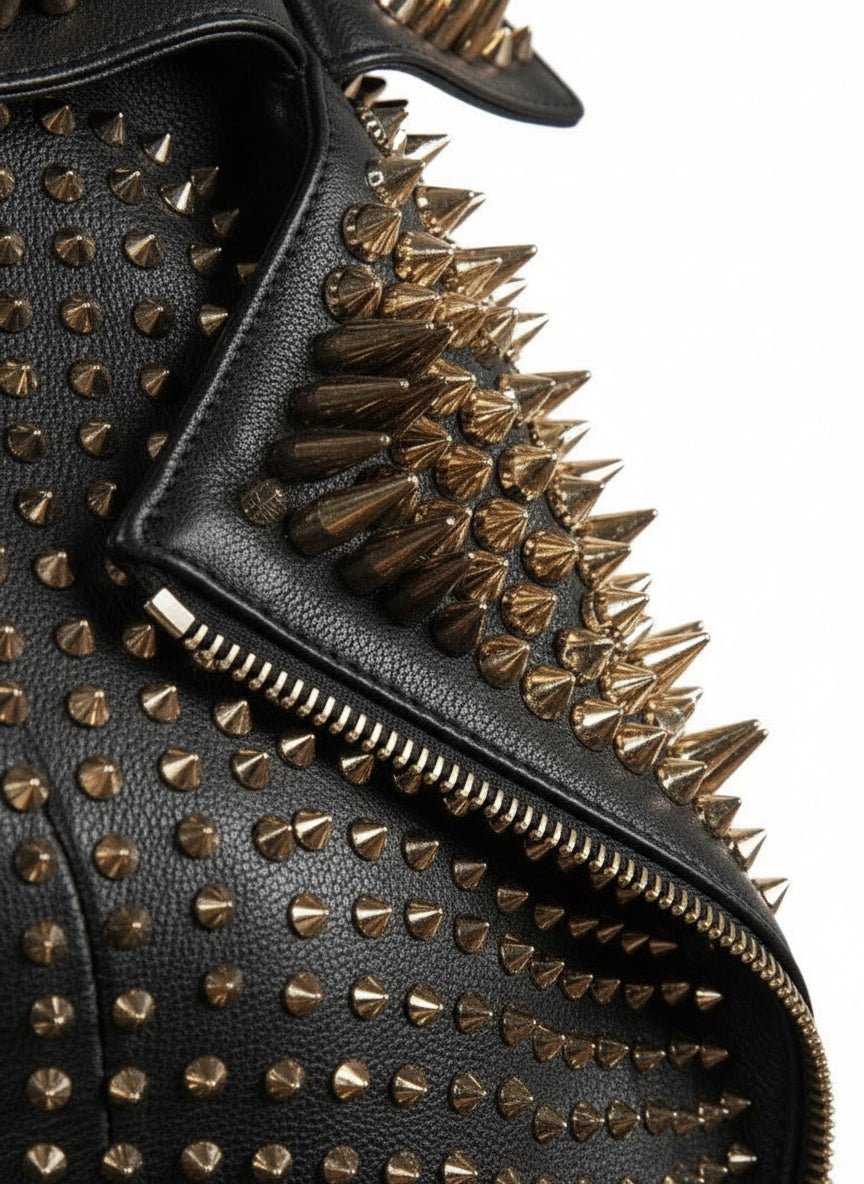 close-up-leather - Women's black Punk studded Brando biker Leather Jacket Women studded jacket