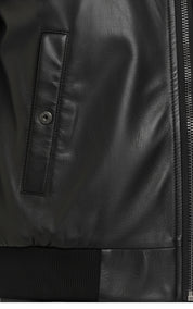 close-up-leather - Women's Bomber Leather Jacket, Women's Leather Bomber, Leather Jacket for Women, Smooth Leather Bomber Jacket
