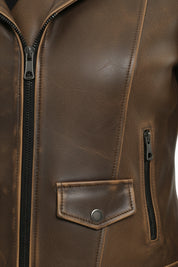 close-up-leather - Women's Moto Leather Jacket, Distressed Biker Jacket, Handmade Motorcycle Jacket, Vintage Leather Jacket