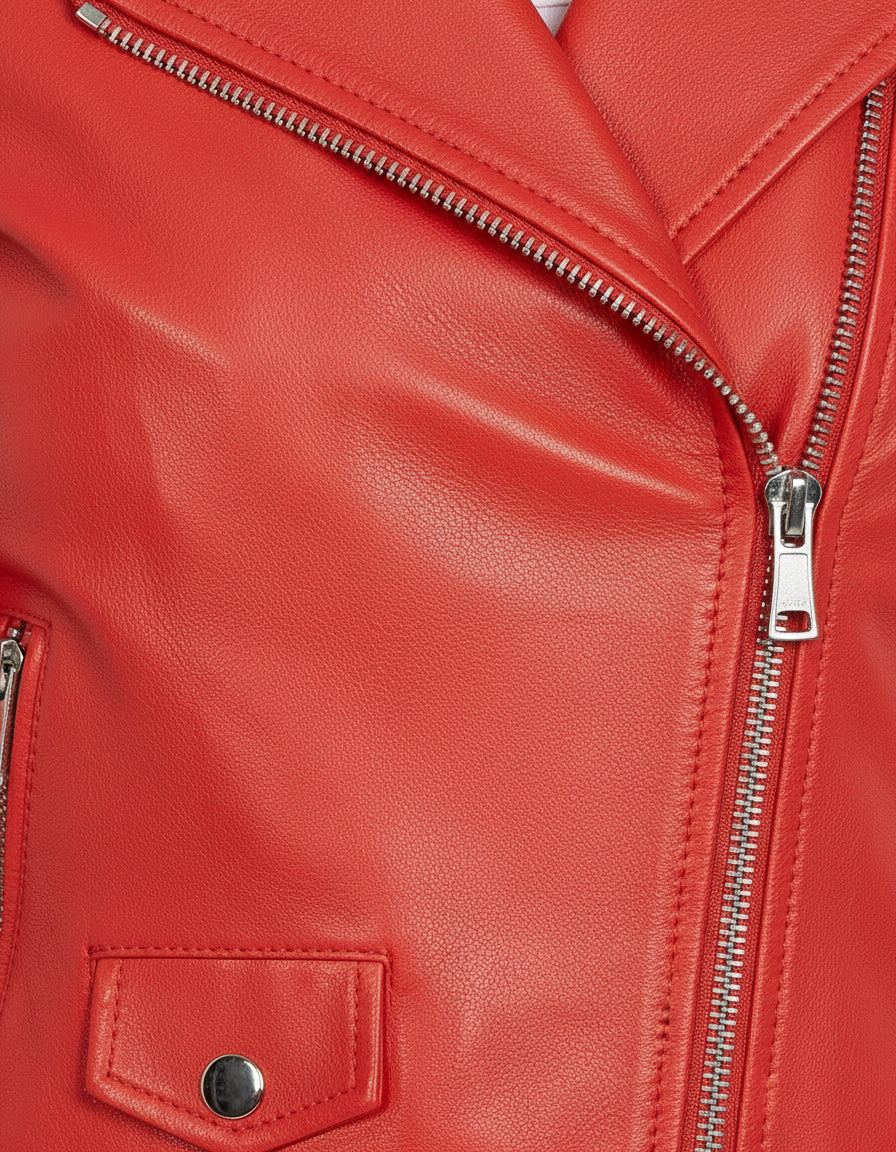 close-up-leather - Women's Moto Leather Jacket, Women's Motorcycle Jacket, Leather Biker Jacket, Women's Leather Moto Jacket