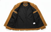 close-up-lining - Cowboy Suede Leather Jacket for Men, Tan Cowboy Fringe Jacket, Stylish Western Jacket for Men