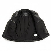 close-up-lining - Gothic Women Black Leather Fashion Studded Jacket, Rock Fashion Jacket