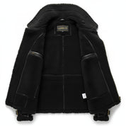 close-up-lining - Handmade Men Black Suede Leather Jacket , motorcycle fashion Jacket