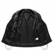 close-up-lining - Handmade Mens Fashion White Biker Jacket, Mens White Studded belted Jacket