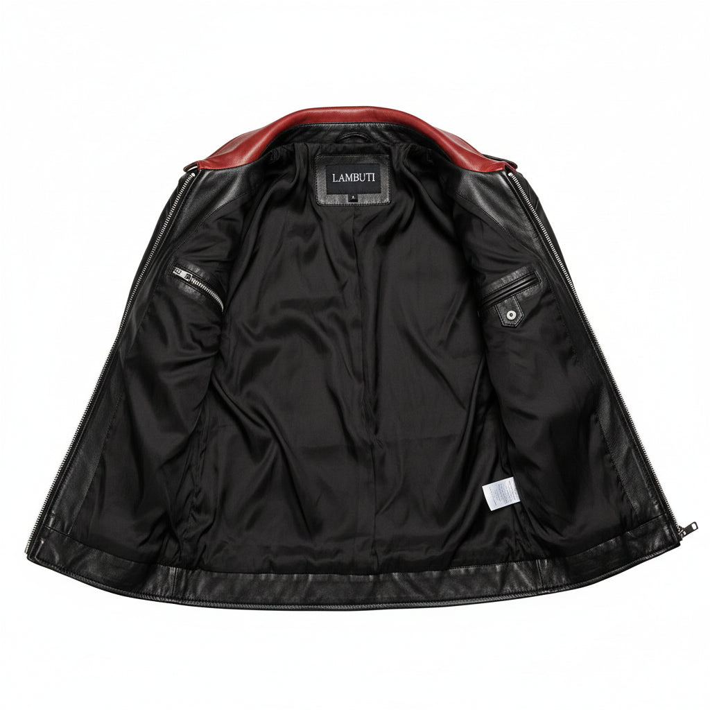 close-up-lining - Men Alex Mercer Stylish Embroidery Leather Jacket Fashion Leather Jacket