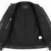 close-up-lining - Men black biker jacket, Motorcycle jacket for men, Men leather jacket