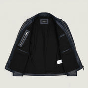 close-up-lining - Men Black biker leather jacket, Men black bober leather jacket, men jackets