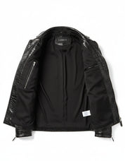 close-up-lining - Men Black Crocodile Embossed Pattern leather Jacket , Men Leather jacket