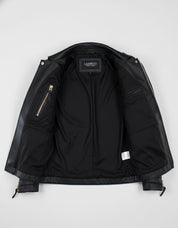 close-up-lining - Men Black Leather Motorcycle Jacket, Winter Fashion Leather Jacket for men