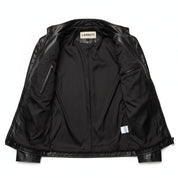 close-up-lining - Men Black leather slimfit jacket, Men biker jacket, leather jacket men