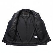 close-up-lining - Men Black Leather Stylish Biker Jacket, Racer Jacket for ,Fashion Jacket
